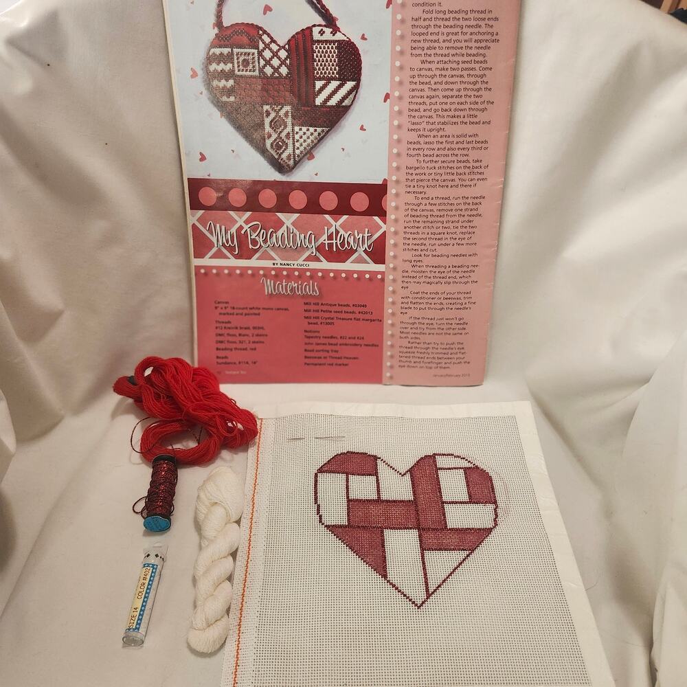 My Beading Heart Kit Needlepoint Now Magazine Bella Lusso Beads B17